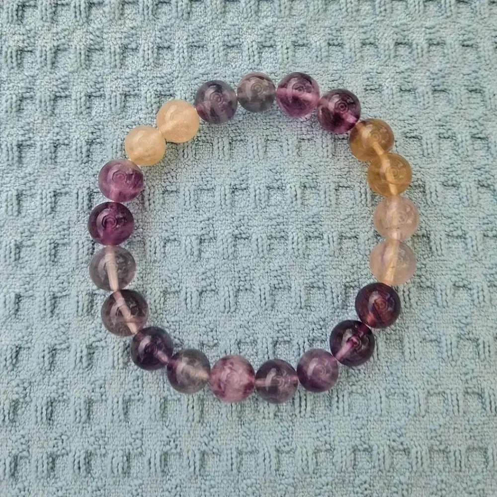 Natural Multi-Color Fluorite Beaded Bracelet